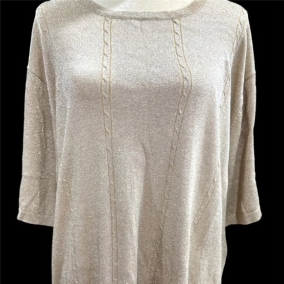 Parisian Plus Pullover Top Gold with Metallic Glitter Size 3X - Picture 4 of 7